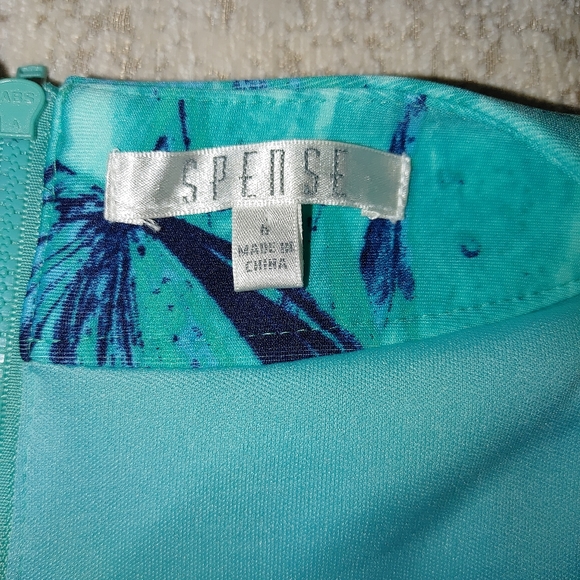 SPENSE TROPICAL PALM LEAF PRINT DRESS, BLUE/ GREEN 6 - Picture 7 of 8